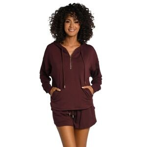 La Blanca 2 Piece Loungewear M Brown French Terry Hoodie Shorts Leisure New